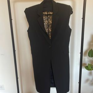 The Reformation long blazer with shoulder pads and lace detail